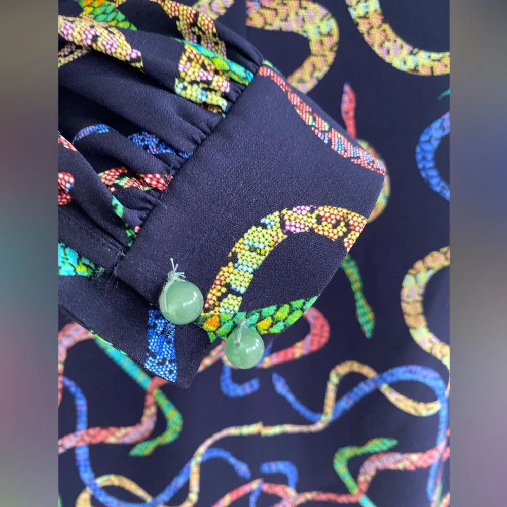 NWT Shanghai Tang-Silk Snake Print Dress in size 4-Darby dress - Picture 10 of 11